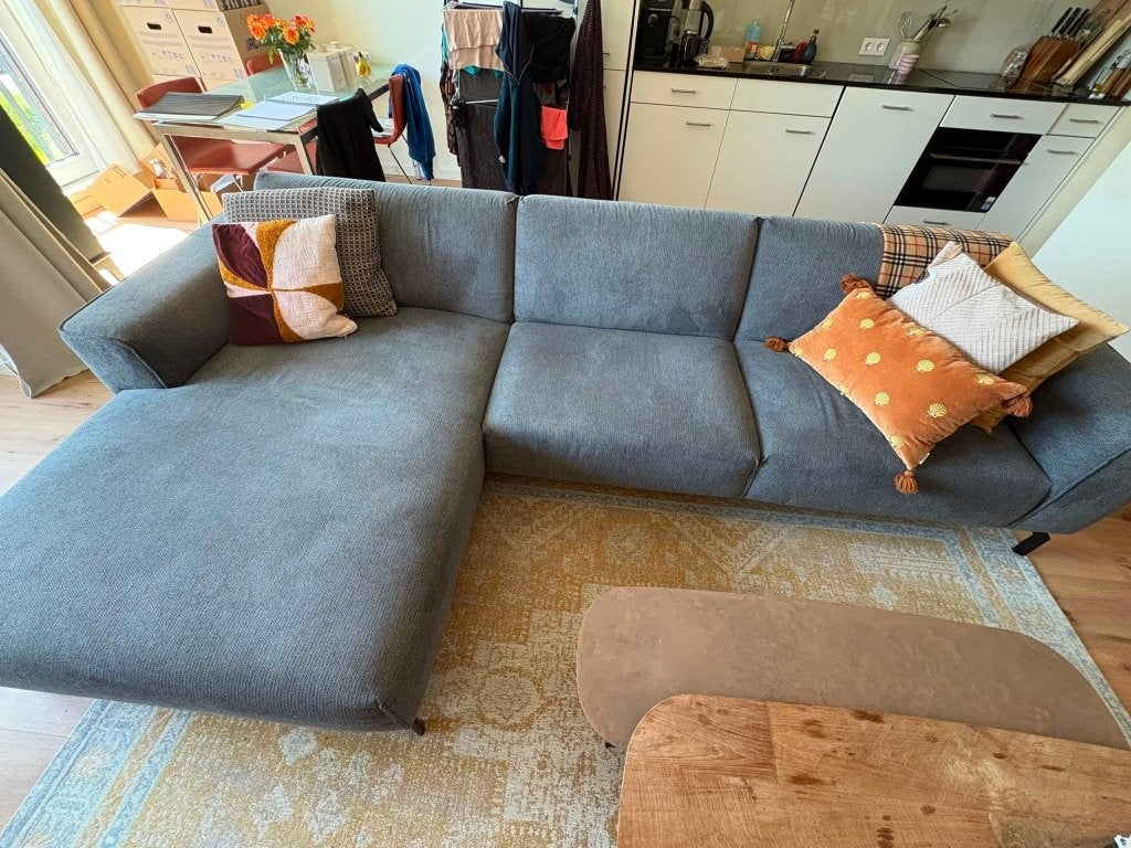 Harvard hoekbank met longchair, Donkergrijs, Ophalen, Hoekbank, 300 cm of meer, Zo goed als nieuw