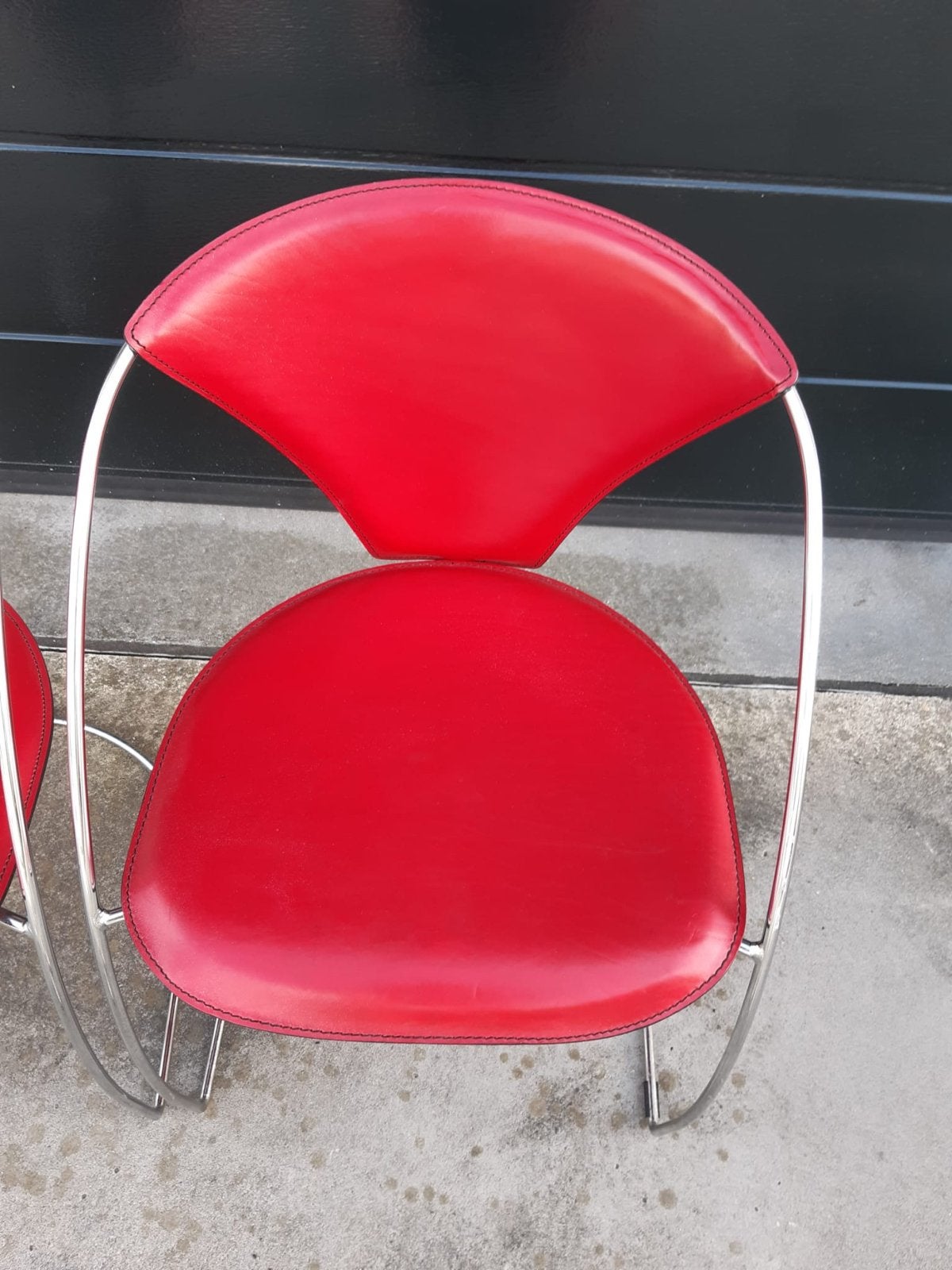 Arrben Italiaanse design stoelen - Rood leer, Ophalen, Gebruikt, Twee, Leer