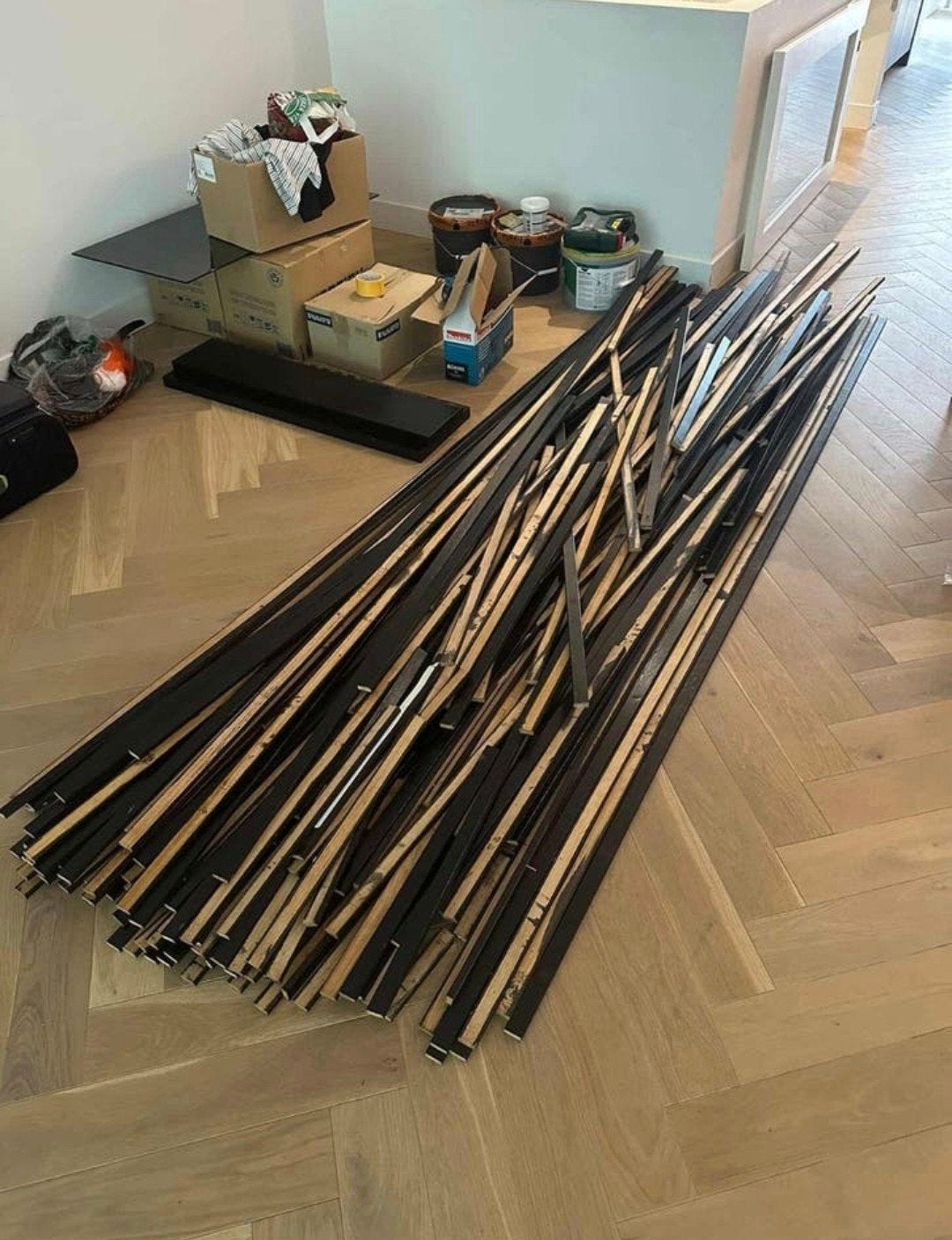 Wandpanelen ca. 80 stuks, diverse lengtes, Ophalen