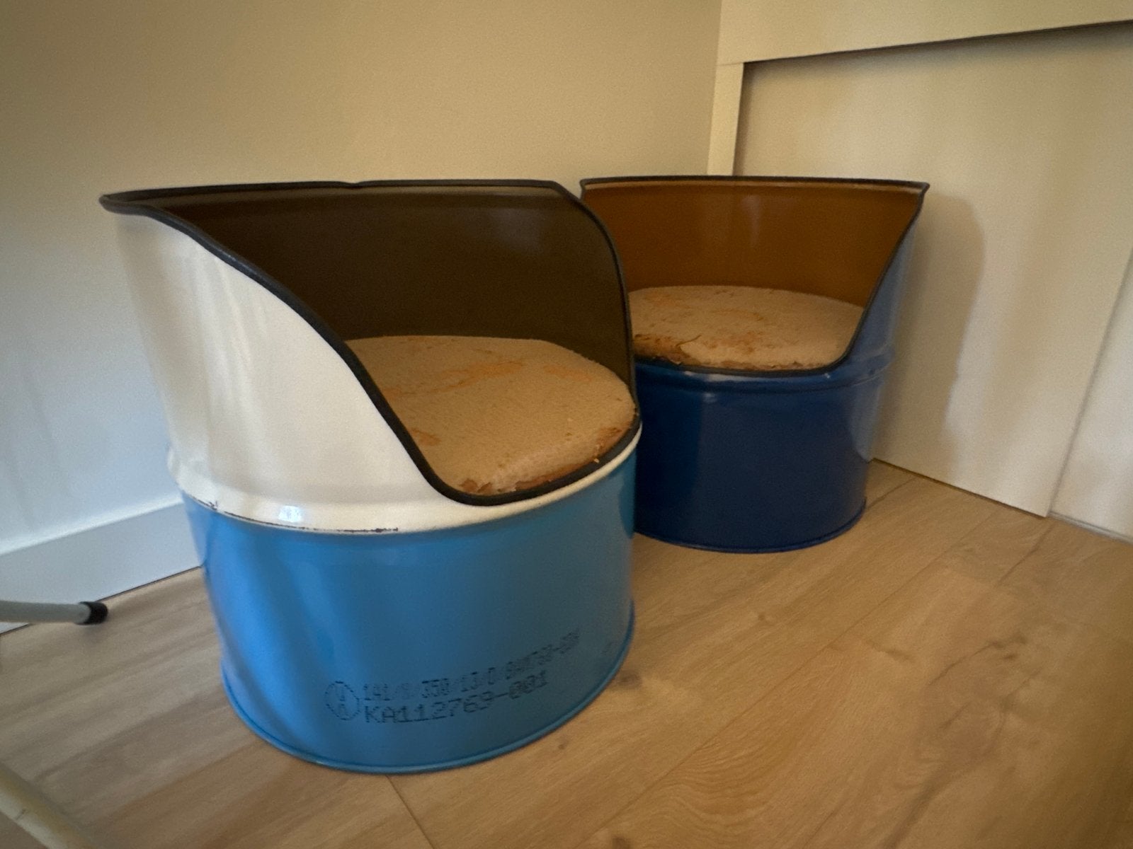 Unieke Olievat Stoelen - Set van 2, Ophalen, Gebruikt, Twee, Blauw