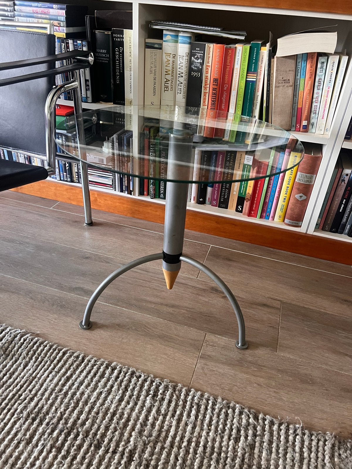 Set van 2 Bijzettafeltjes doorsnee 50cm, Huis en Inrichting, Tafels | Bijzettafels, Minder dan 55 cm, Gebruikt, Rond, Glas