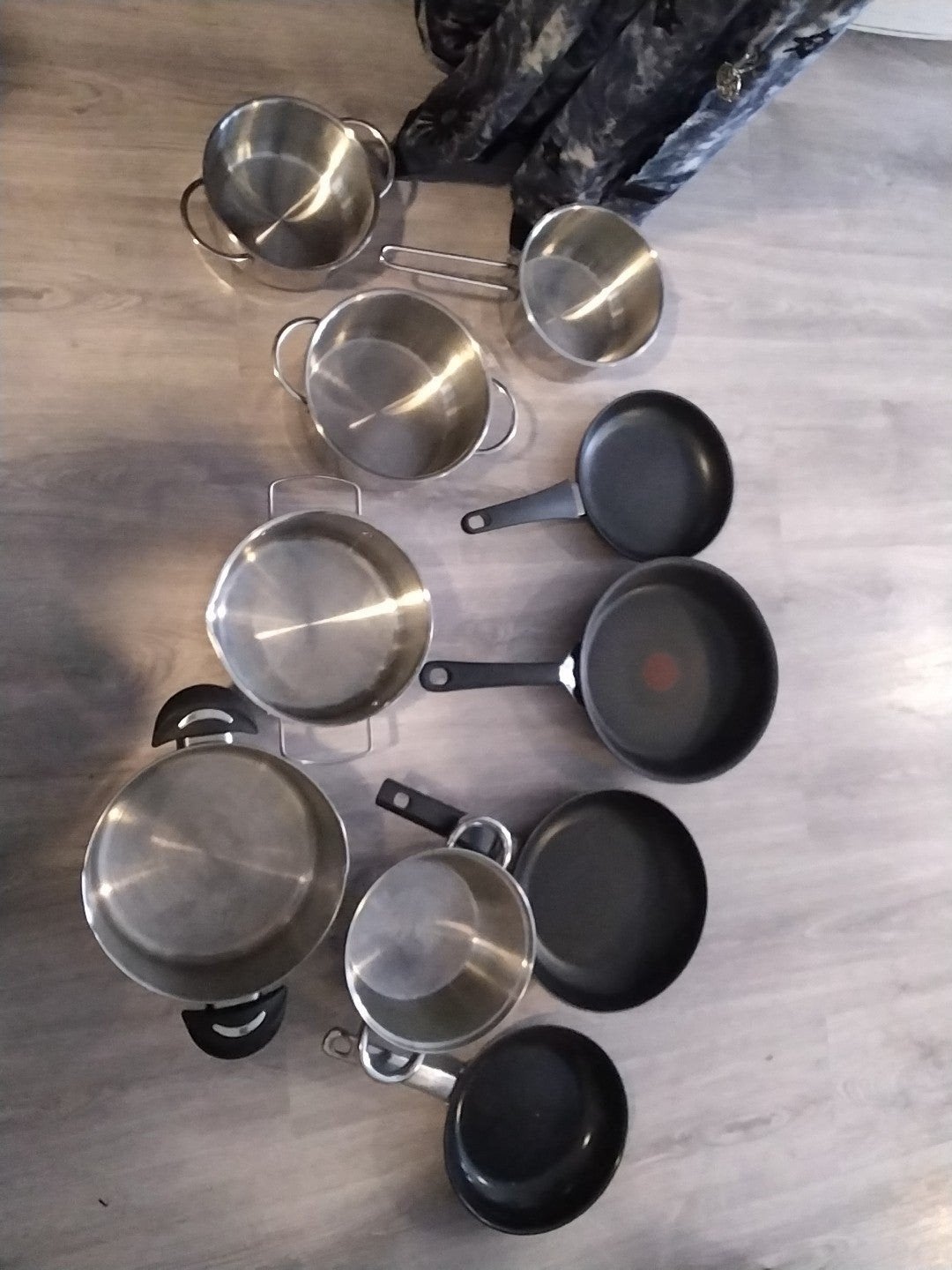 kook en bakpannen, Gebruikt, Pannenset, Ophalen of Verzenden, Rvs