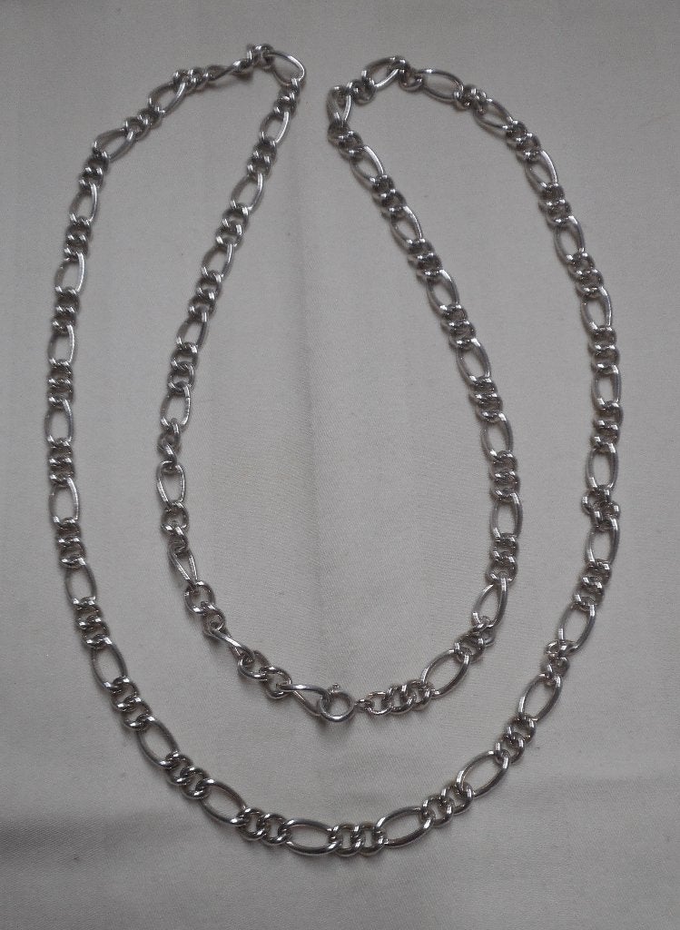 Zilveren lange massieve schakel ketting nr.1285, Sieraden, Tassen en Uiterlijk, Kettingen, Verzenden, Zo goed als nieuw, Zilver