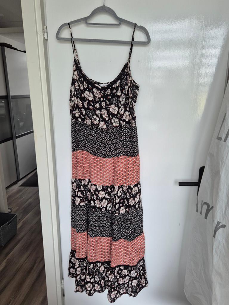 Lange damesjurk maat 46 ms mode, Ophalen of Verzenden, Zo goed als nieuw, Maat 46/48 (XL) of groter, Onder de knie