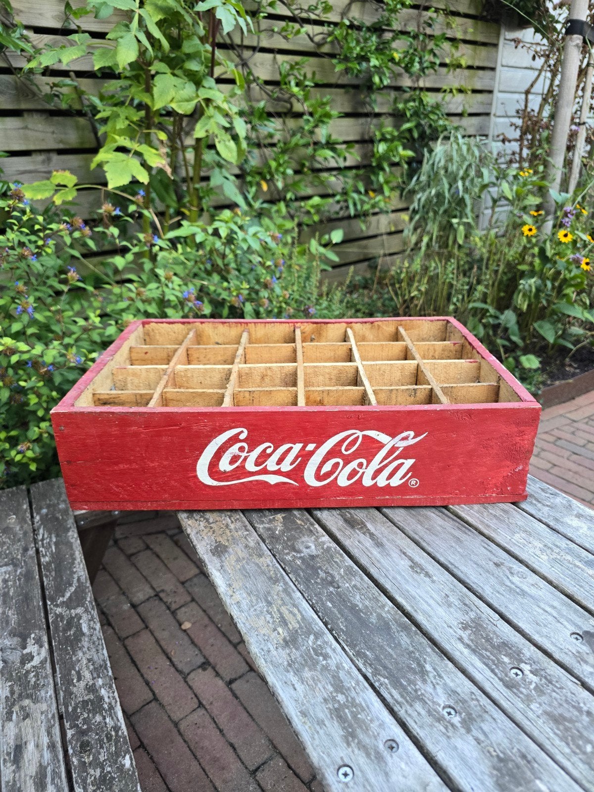 Vintage houten Coca-Cola Flessenkrat, Verzamelen, Ophalen of Verzenden, Gebruikt, Gebruiksvoorwerp