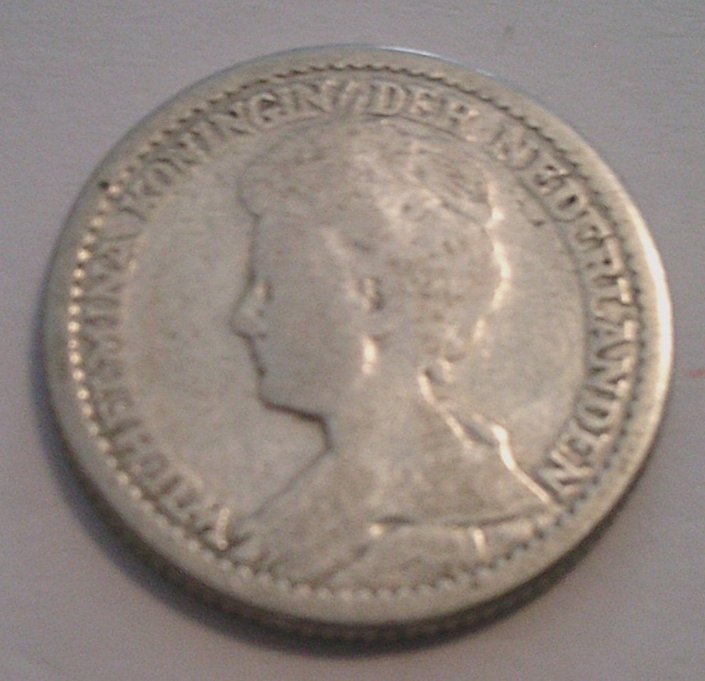 Nederland 25 cent1915c., Postzegels en Munten, Verzenden, Zilver, 10 cent, Koningin Wilhelmina