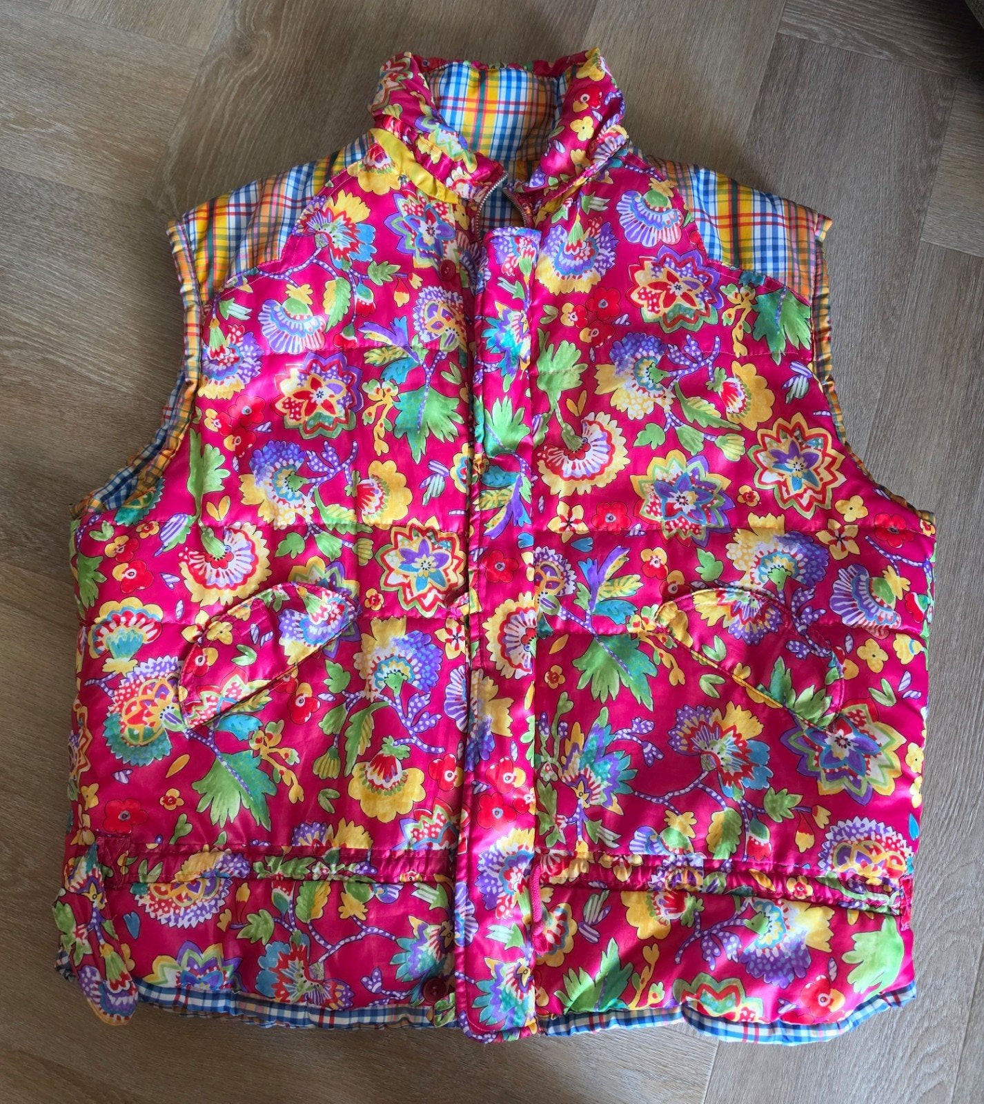 Reversible vintage 80s bodywarmer Oilily bloemenprint/ruit, Maat 38/40 (M), Meerkleurig, Ophalen of Verzenden, Onbekend