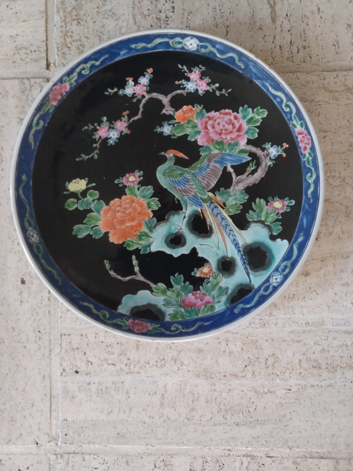 Chinese porseleinen schotel (Arita) met vogelmotief., Ophalen of Verzenden
