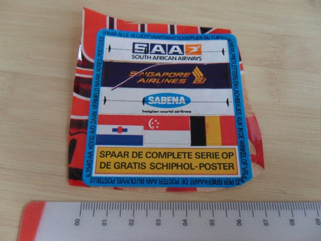 sticker duyvis luchtvaartmaatschappijen SAA sabena singapore, Verzamelen, Ophalen, Zo goed als nieuw