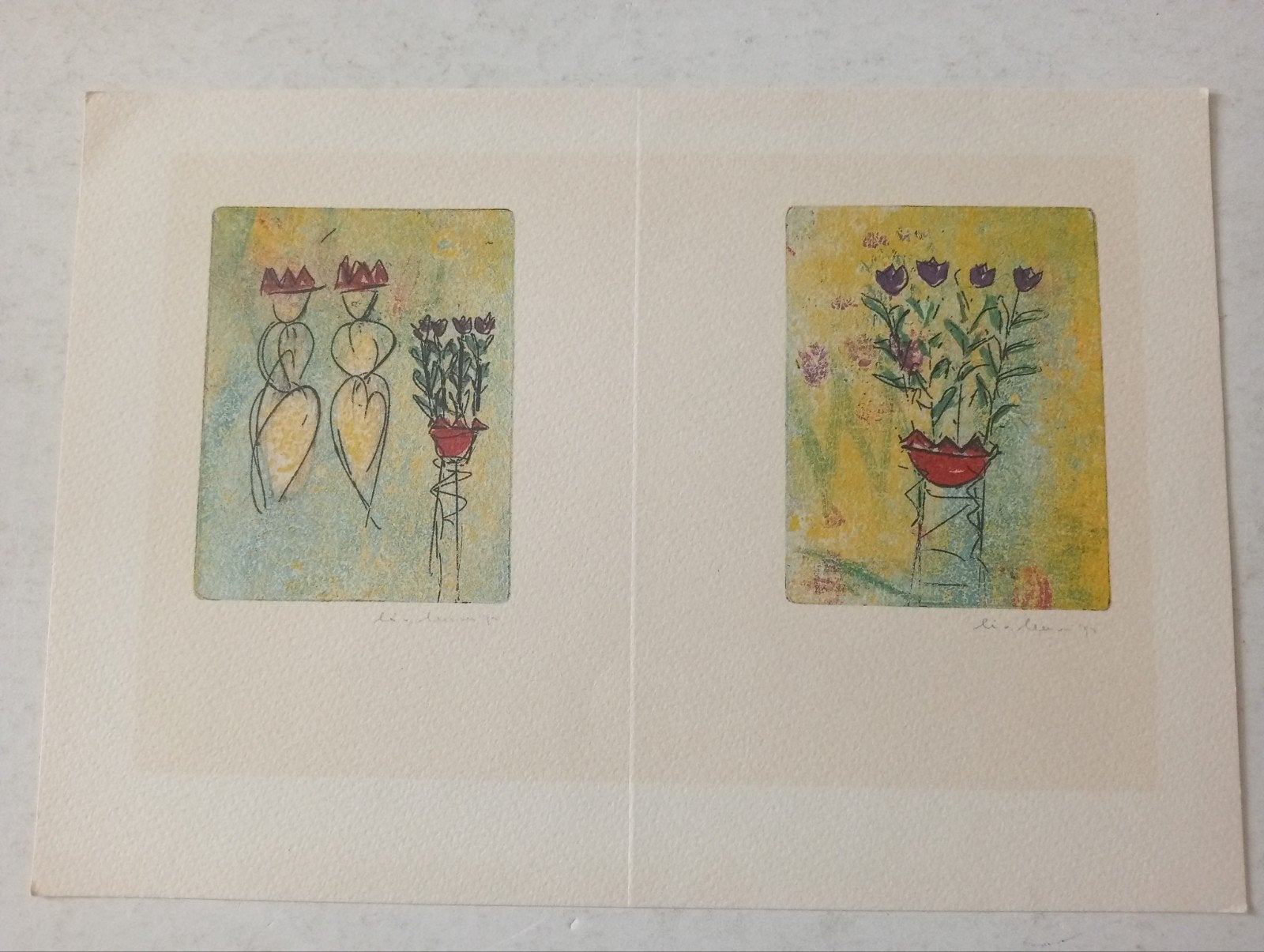 Lia van Leeuwen prent Tulpen 1992, Ophalen of Verzenden