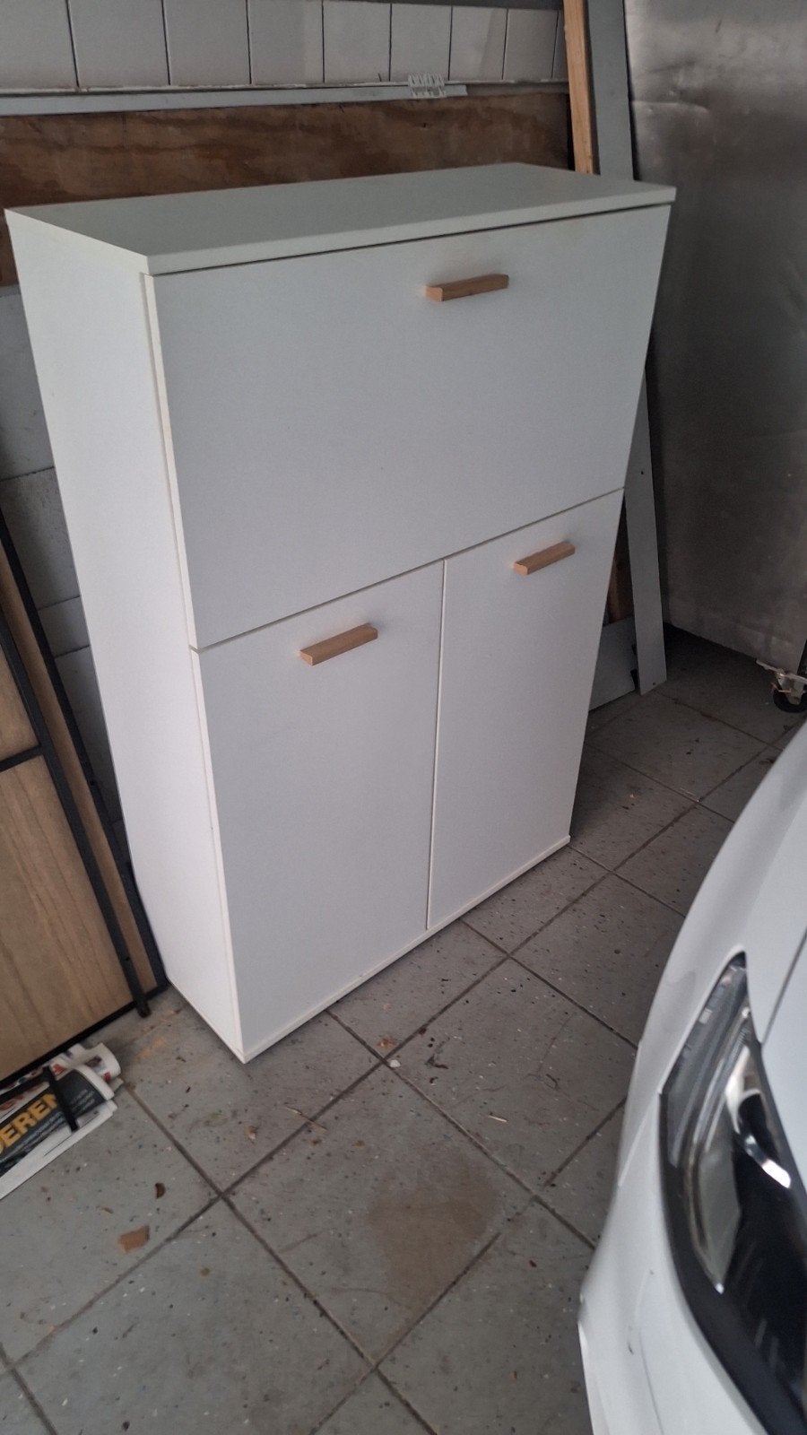 Witte wandkast/bureau met opbergruimte, Ophalen of Verzenden, Gebruikt, Modern, functioneel