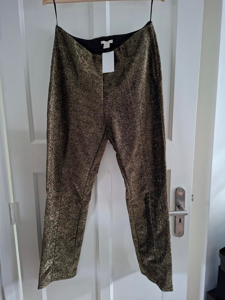 Goudkleurige broek H&M, Overige kleuren, Maat 42/44 (L), Nieuw, Ophalen of Verzenden