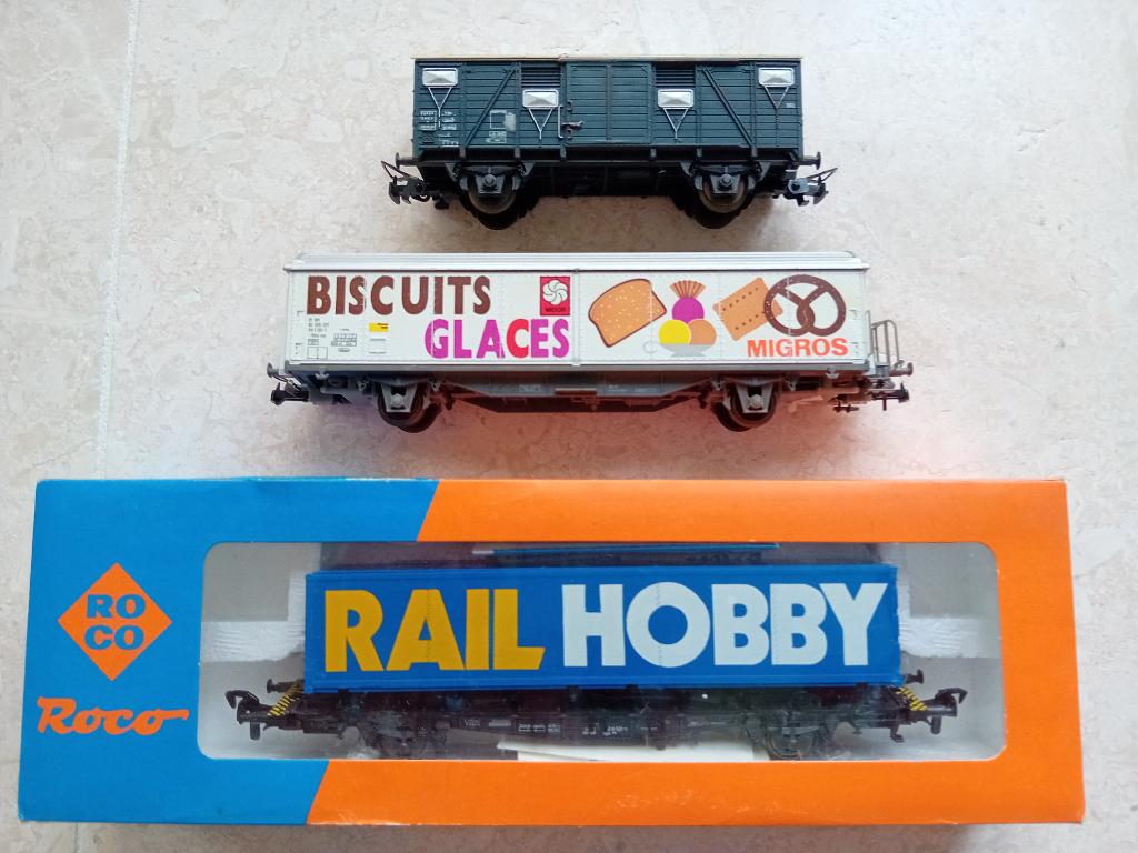 H0#462 ~ Roco 3x goederenwagon, 4318, 2326J., Gebruikt, Gelijkstroom, Wagon, Ophalen of Verzenden