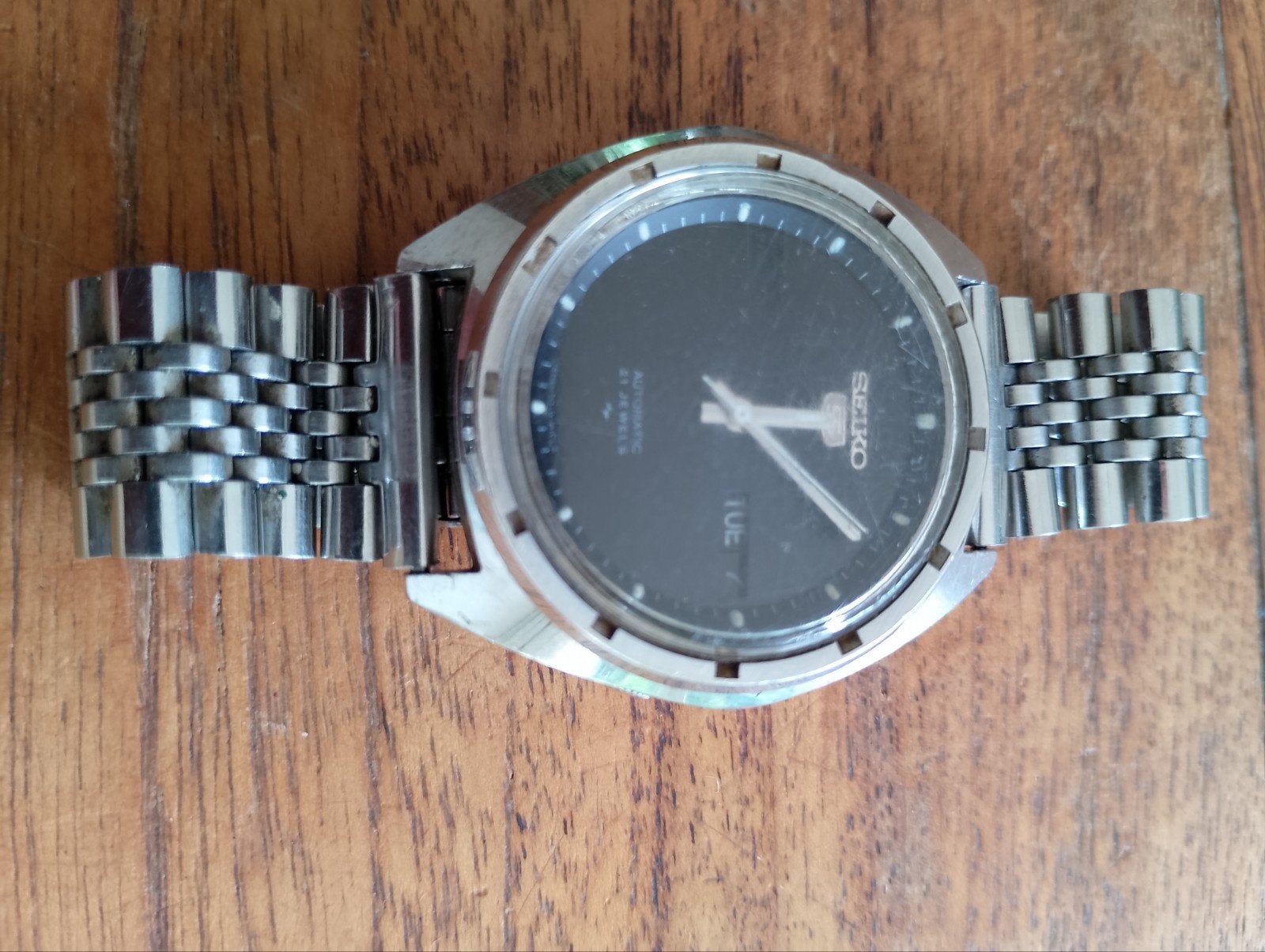 Seiko 21 jewels automatic,stalen band, Staal, Polshorloge, Ophalen of Verzenden, Zo goed als nieuw