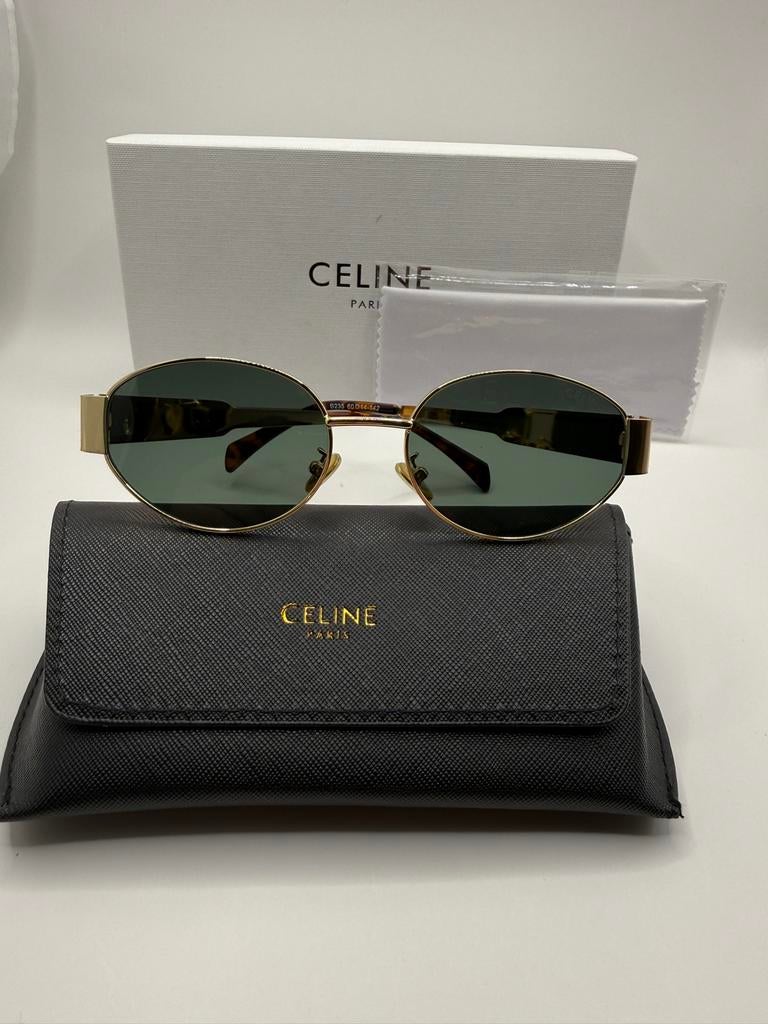 Celine Zonnebril Goudkleurig met Groene Glazen, Overige merken, Zonnebril, Nieuw, Ophalen of Verzenden