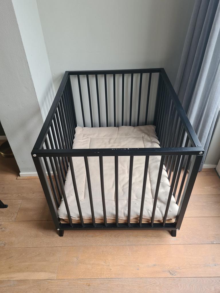 Bopita Retro Box met Meyco Teddy Boxkleed en extra matras, Kinderen en Baby's, Boxen, Ophalen, Gebruikt, Rechthoekig, Boxkleed