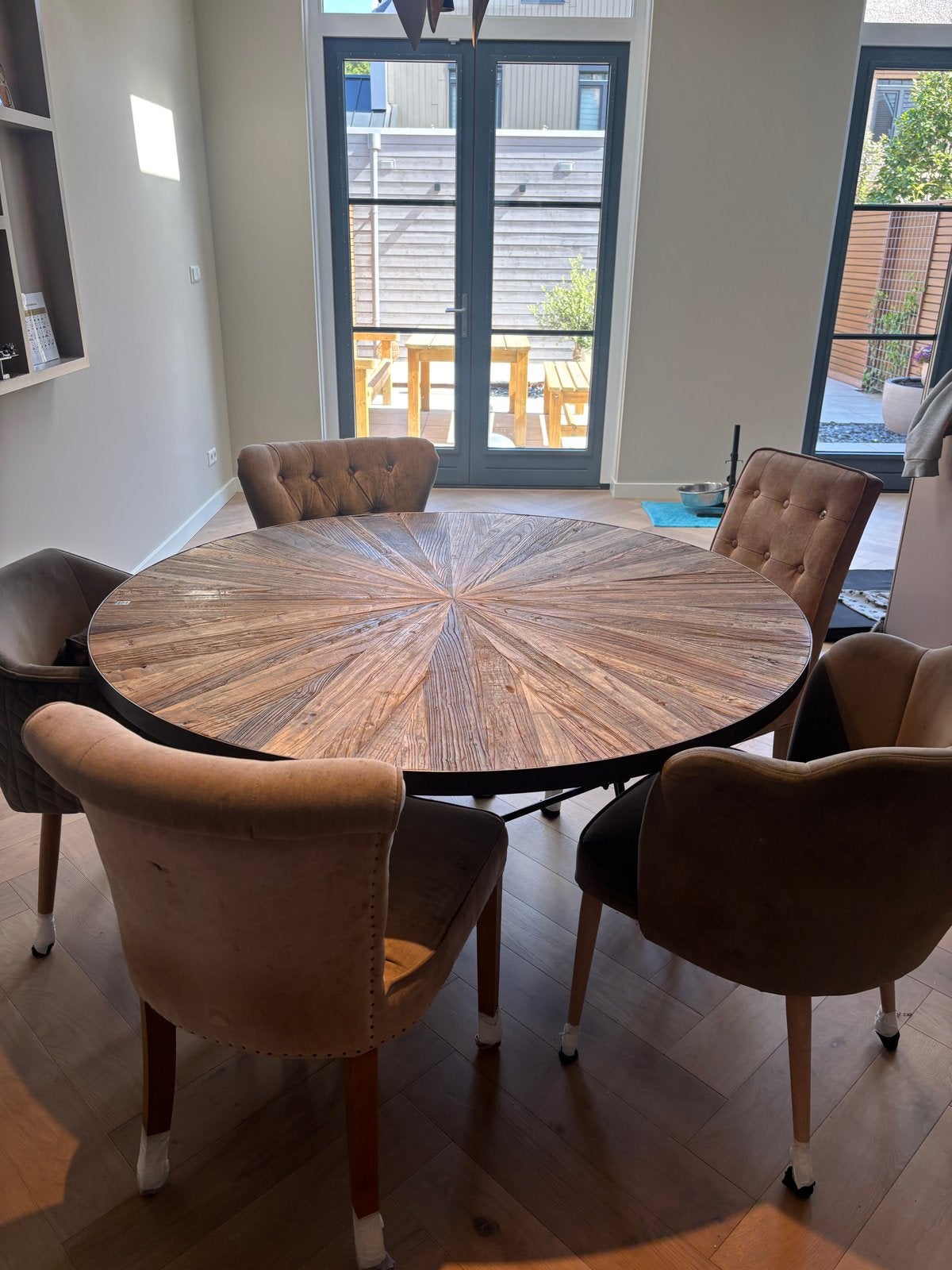 Riviera Maison Ronde Eettafel 1.30m met Stoelen, Huis en Inrichting, Ophalen, Gebruikt, 100 tot 150 cm, Rond