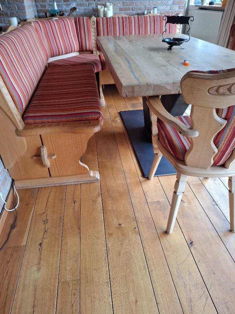eethoekbank en 2 stoelen 202 x 180cm, Ophalen of Verzenden, Gebruikt, Hout