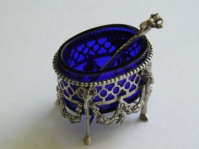zilveren zoutvat met  lepeltje, Ophalen of Verzenden, Zilver