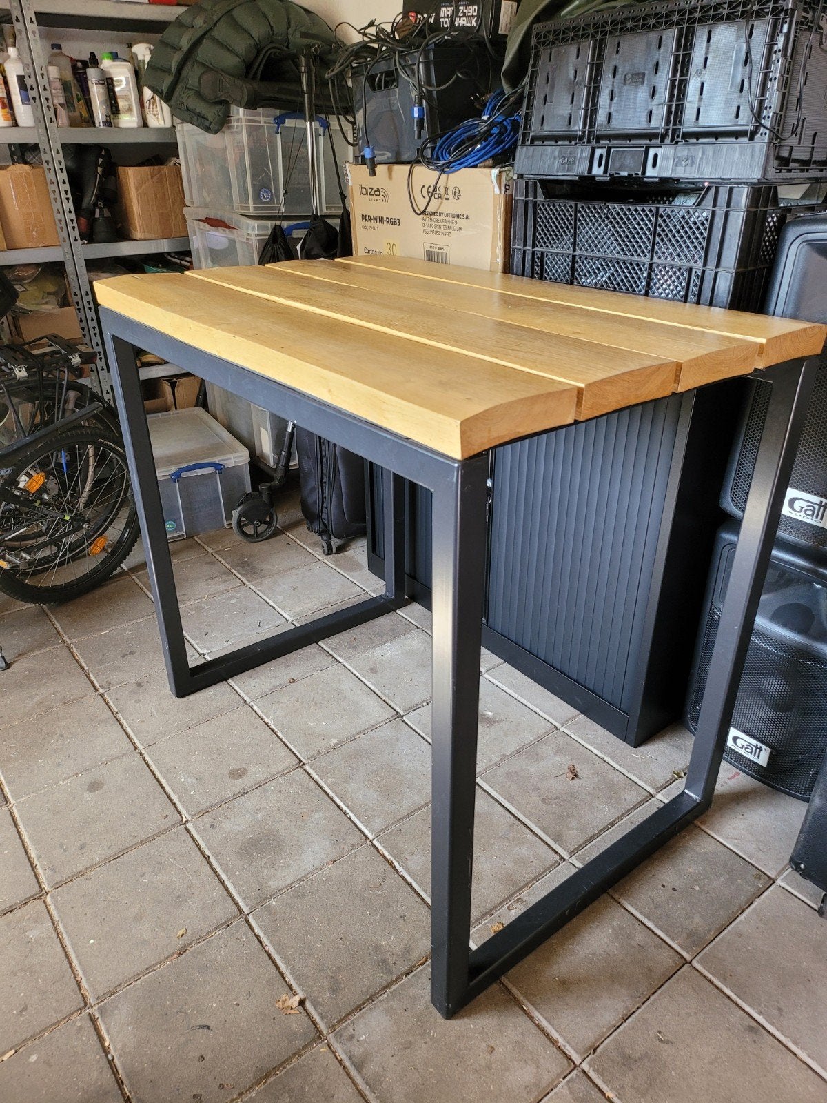 Robuuste statafel / bartafel /industrieel design eikenhout, Ophalen, Gebruikt