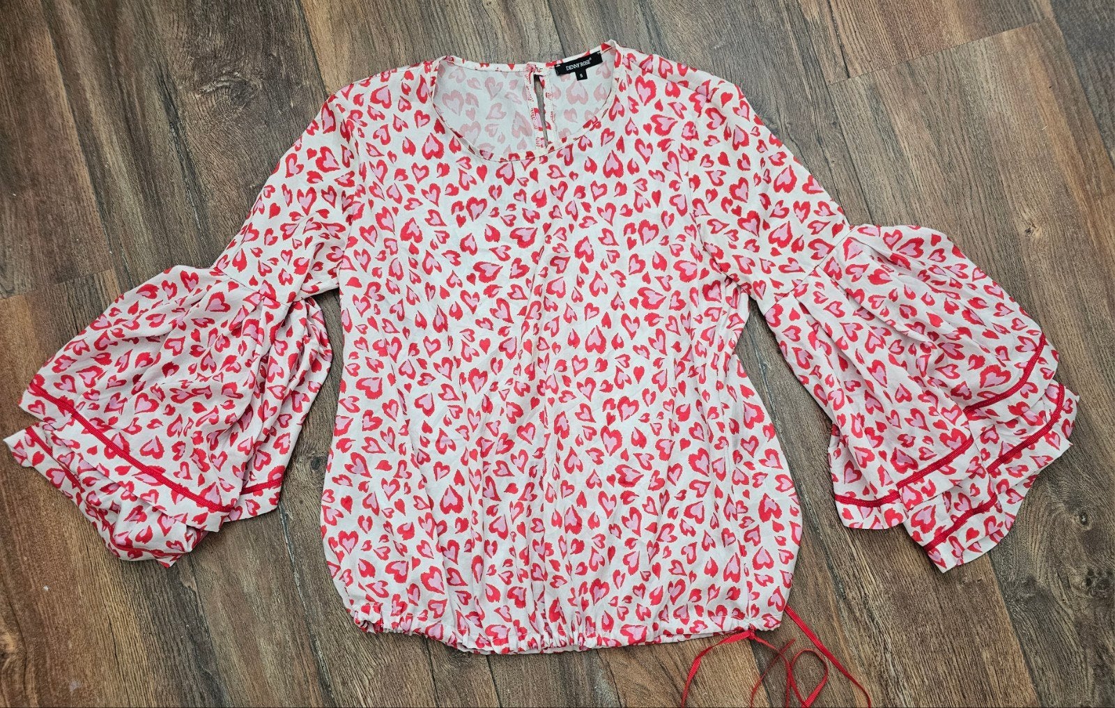 Denny Rose prachtige hartjes blouse mt S in zeer goede staat, Ophalen of Verzenden, Zo goed als nieuw, Maat 36 (S)