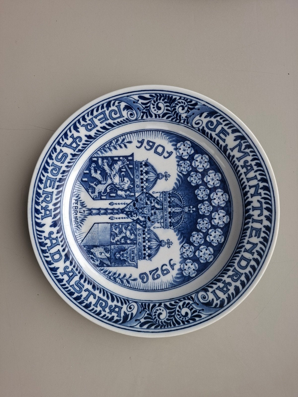 Delfts Blauw Herdenkingsbord 1909-1926, Antiek en Kunst, Ophalen of Verzenden
