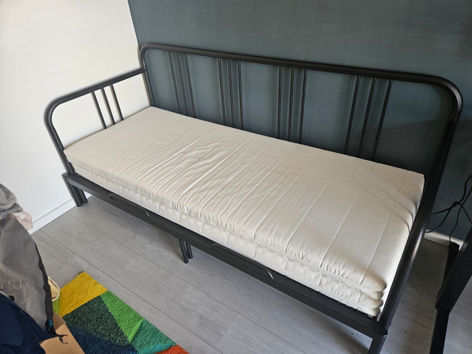 Ikea Fyresdal bedbank met twee matrassen, Ophalen, Gebruikt, Zwart, Tweepersoons