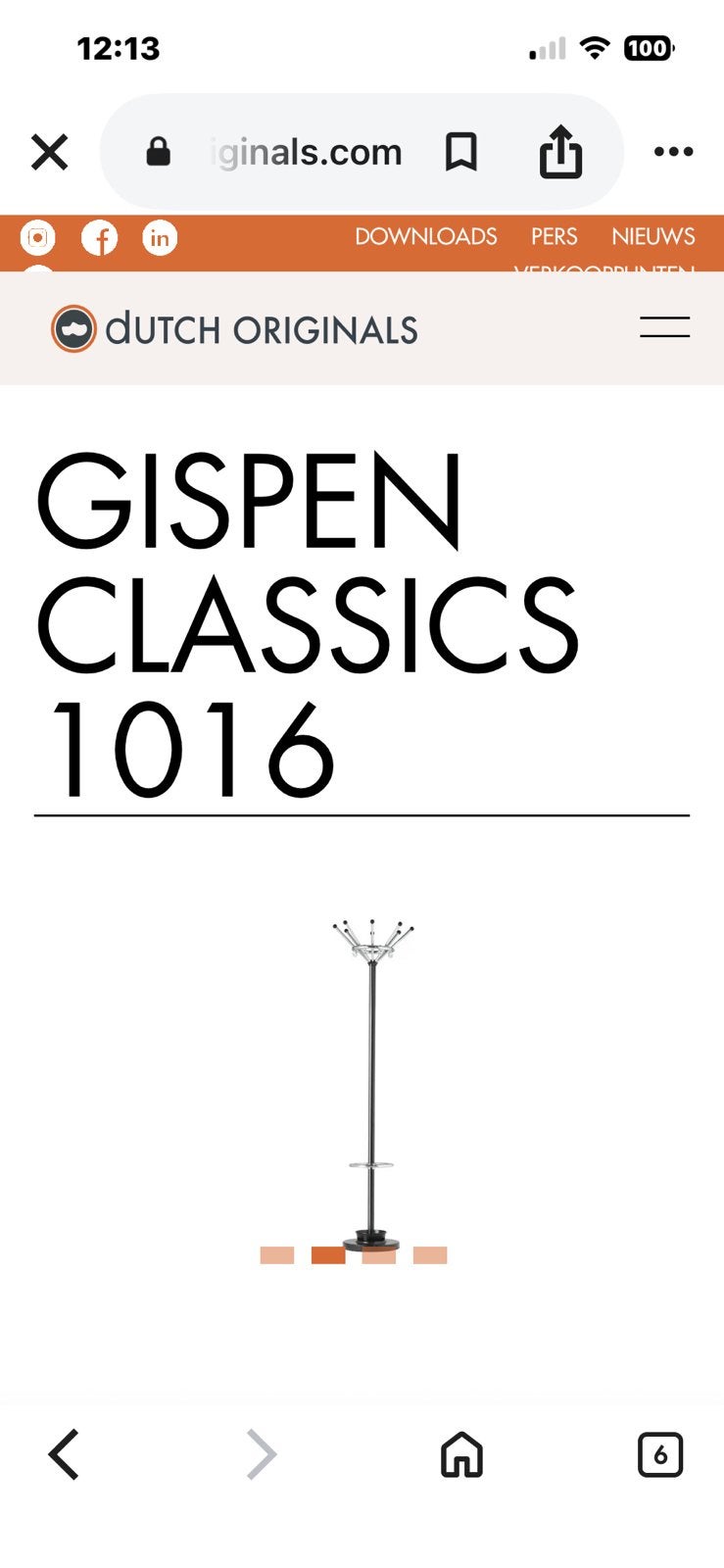 Gispen 1016 Kapstok, Ophalen, Zo goed als nieuw, Metaal, Staande kapstok
