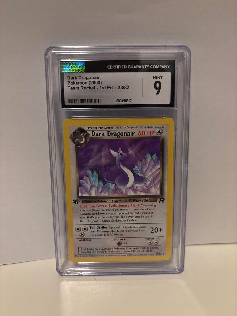 Dark Dragonair Pokémon Kaart - Team Rocket 1st Ed. CGC 9, Ophalen of Verzenden, Zo goed als nieuw, Losse kaart