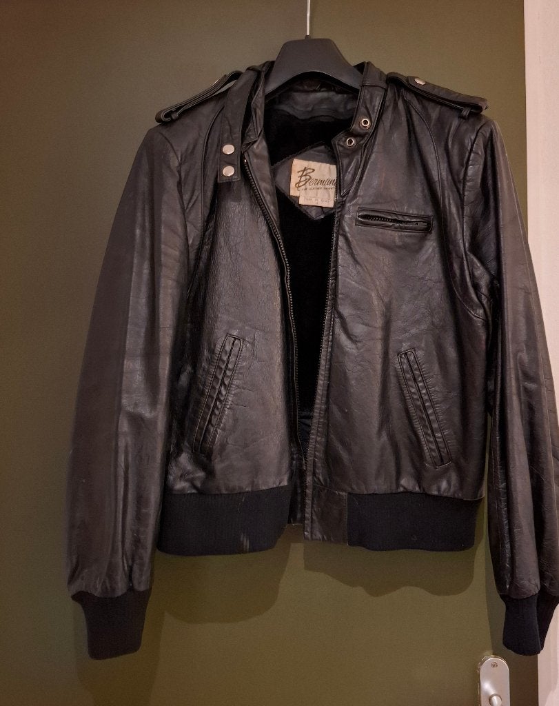 Leren dames jas, Ophalen, Gedragen, Maat 42/44 (L), Zwart
