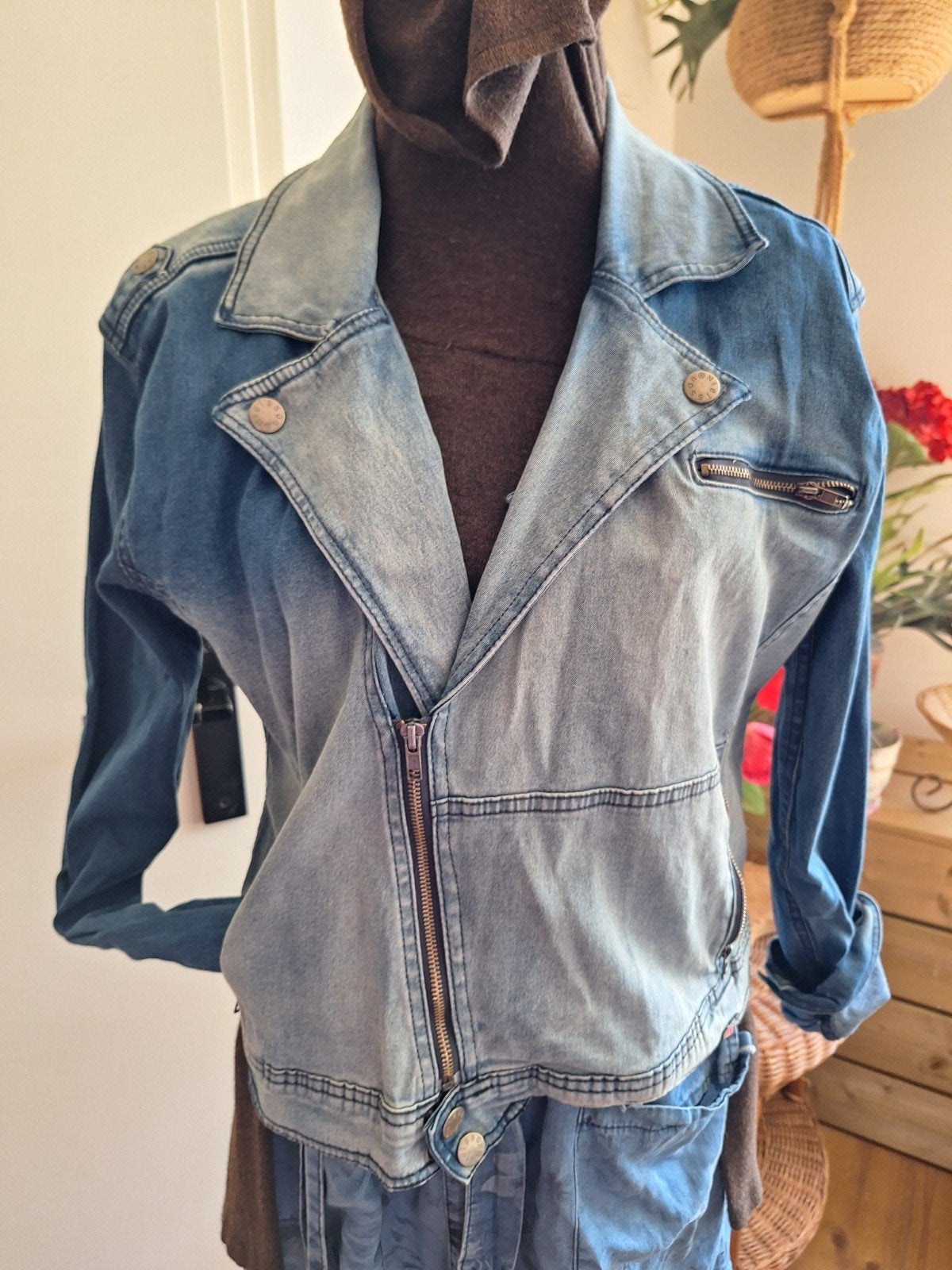 Spijkerjasje jasje maat l xl nielsson stretch, Ophalen of Verzenden, Gedragen, Maat 42/44 (L), Blauw