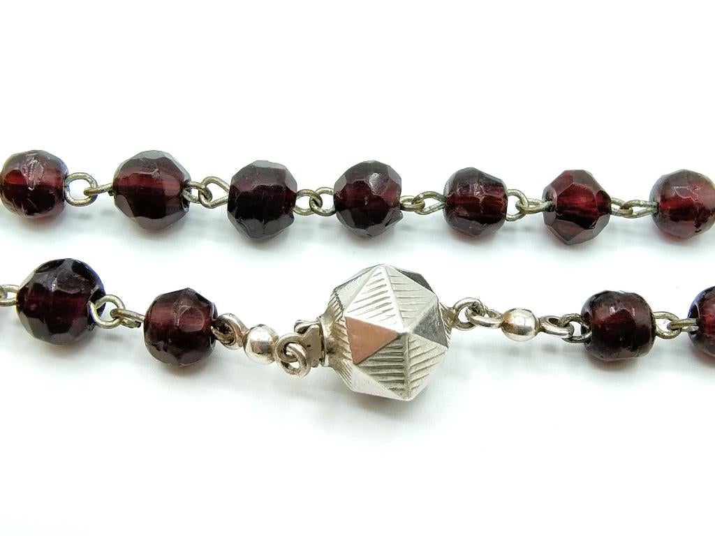 Granaten ketting met een zilveren slot, 75 cm, Met kristal, Info@zilverwebsite.nl, Verzenden, Zo goed als nieuw