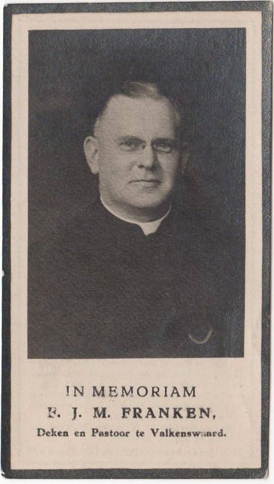 pastoor Franciscus Franken 1878 Tilburg + 1931 Valkenswaard, Verzamelen, Verzenden
