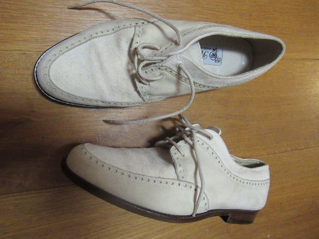 DAMES Schoenen, leer met canvas zgan gebroken wit maat 37,5, Wit, Overige typen, Ophalen of Verzenden, Pillot Italië