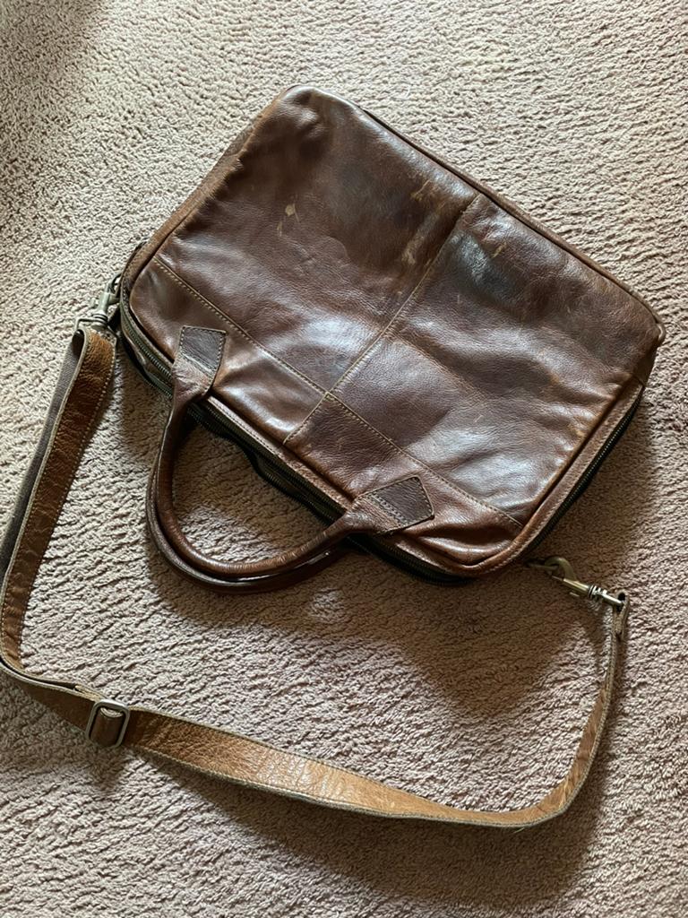 Cowboysbag Laptoptas Echt Leder Bruin, Gebruikt, 15 inch, Aktetas, Ophalen of Verzenden