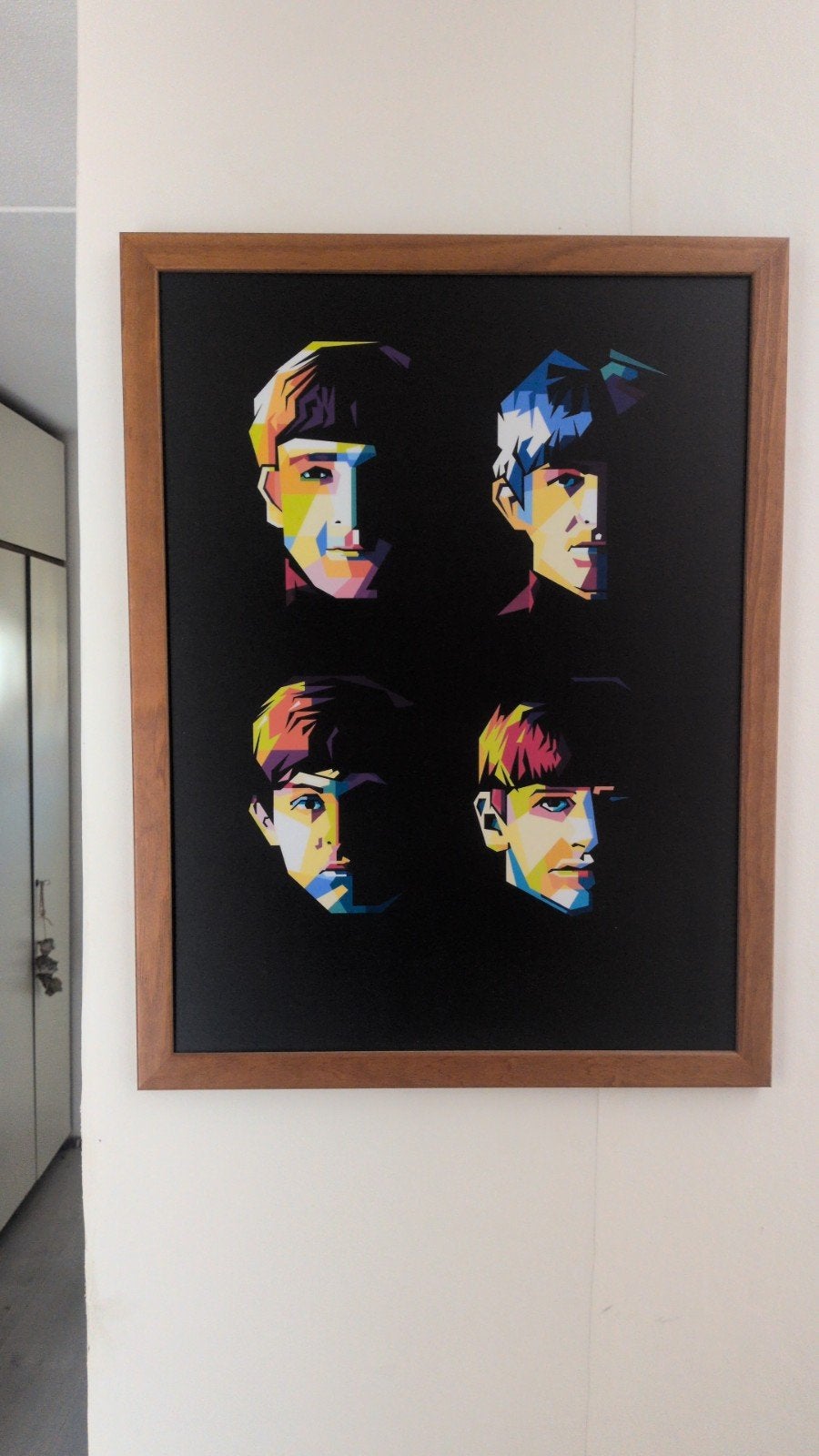 Houten lijst met Beatles print - 37,5 x 50 cm, Minder dan 50 cm, Gebruikt, Ophalen of Verzenden, Print