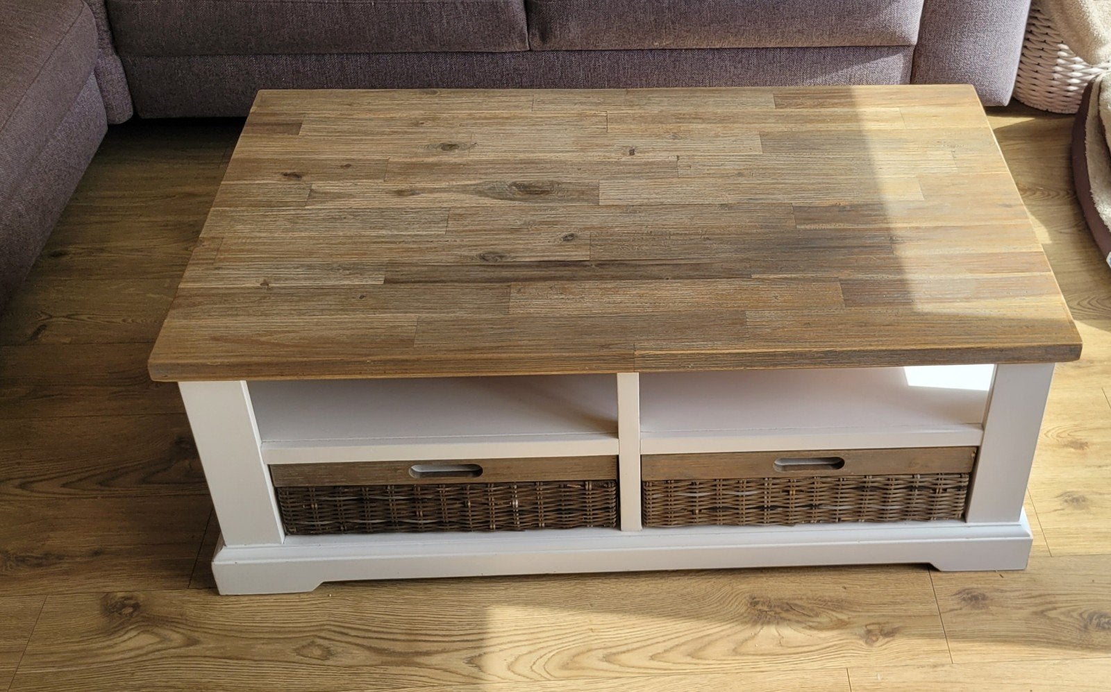 landelijke salontafel, Huis en Inrichting, Tafels | Salontafels, Ophalen, Gebruikt, 100 tot 150 cm, 50 tot 100 cm