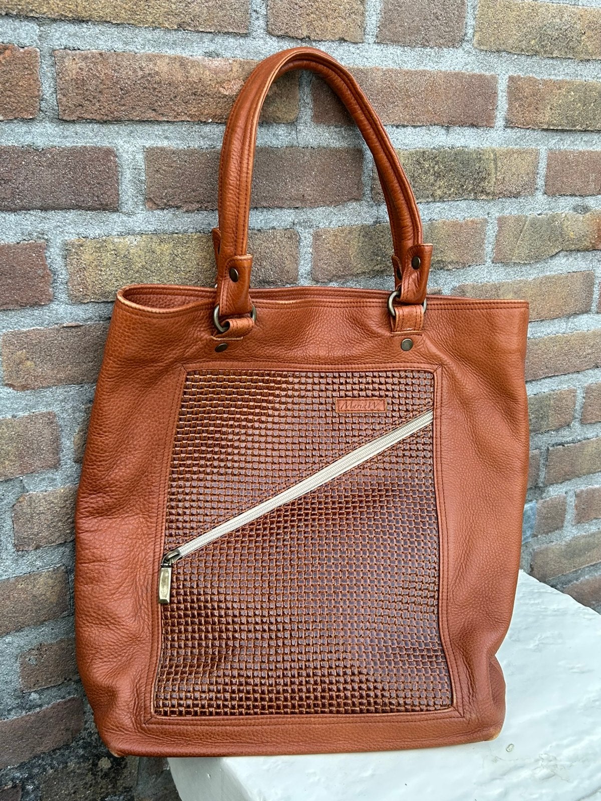 Vintage leren (boodschappen)TAS, Ophalen of Verzenden, Zo goed als nieuw, Bruin, Overige typen