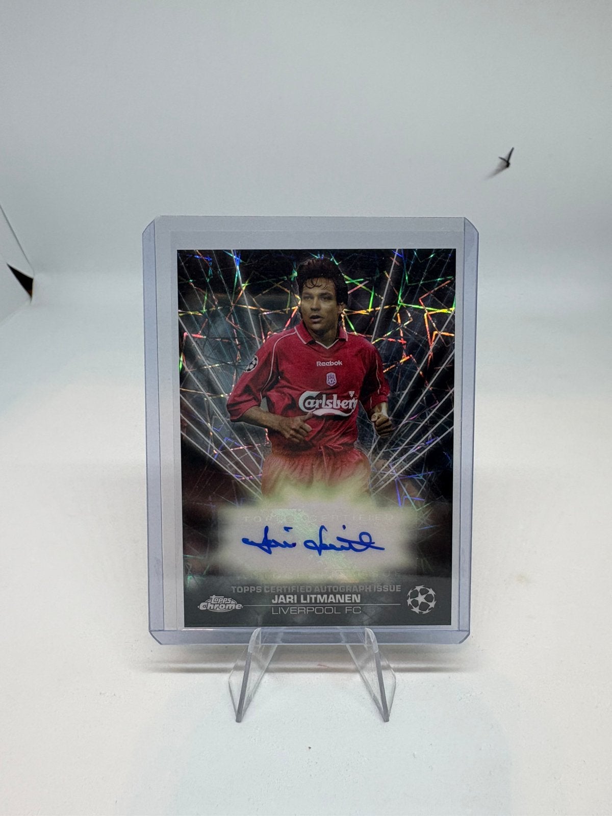 Topps Chrome UCC 2023-24 Jari Litmanen Liverpool Lazer Auto, Ophalen of Verzenden, Zo goed als nieuw, Plaatje