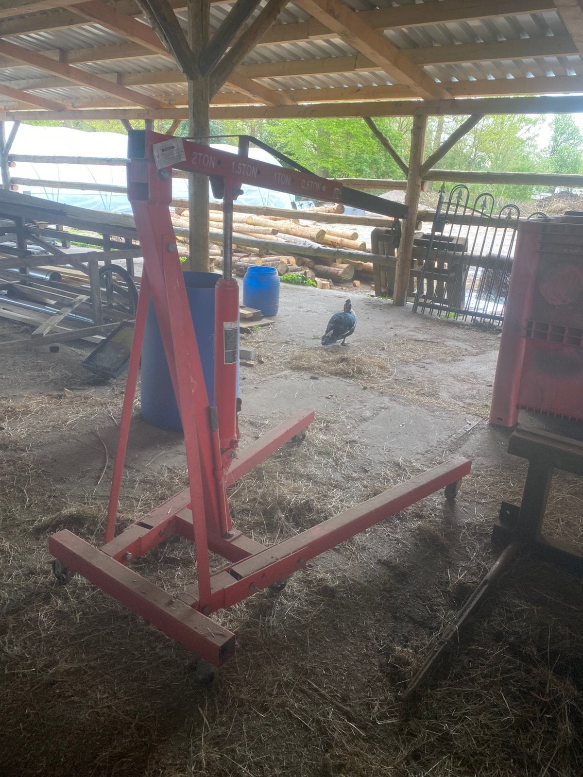 Hydraulische werkplaatskraan motorblok takel 2 ton, Doe-het-zelf en Verbouw, Lieren en Takels, Ophalen, Gebruikt, Handmatig