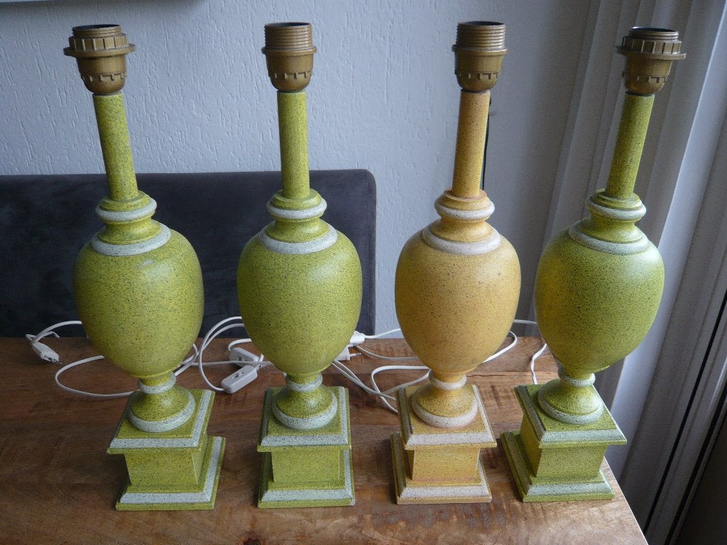4 vintage tafellampen, Ophalen of Verzenden, Zo goed als nieuw, Hout, Minder dan 50 cm