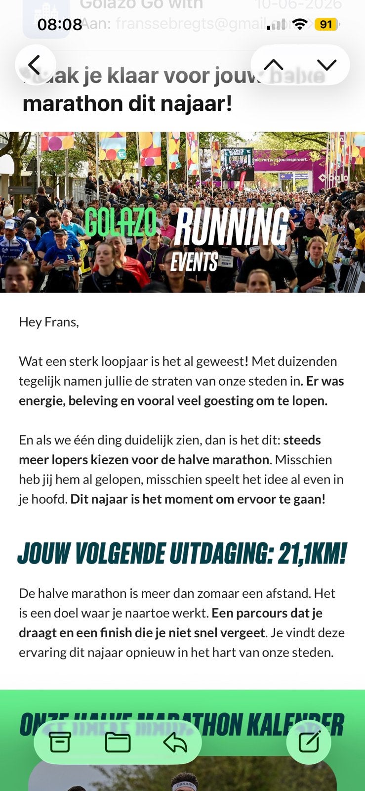 Startnummers antwerpen halve marathon, Ophalen of Verzenden, Nieuw, Overige typen, Overige merken