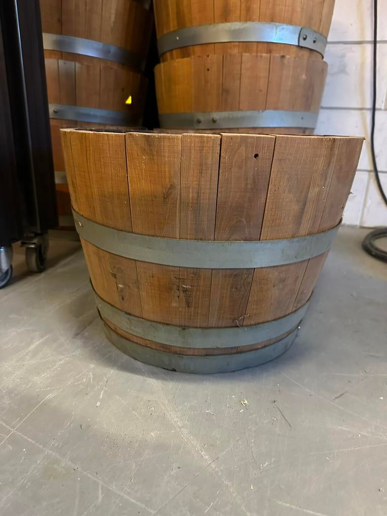 Houten pot / plantenbak - Whisky vat 50L, Ophalen of Verzenden, Zo goed als nieuw, Rond, Hout