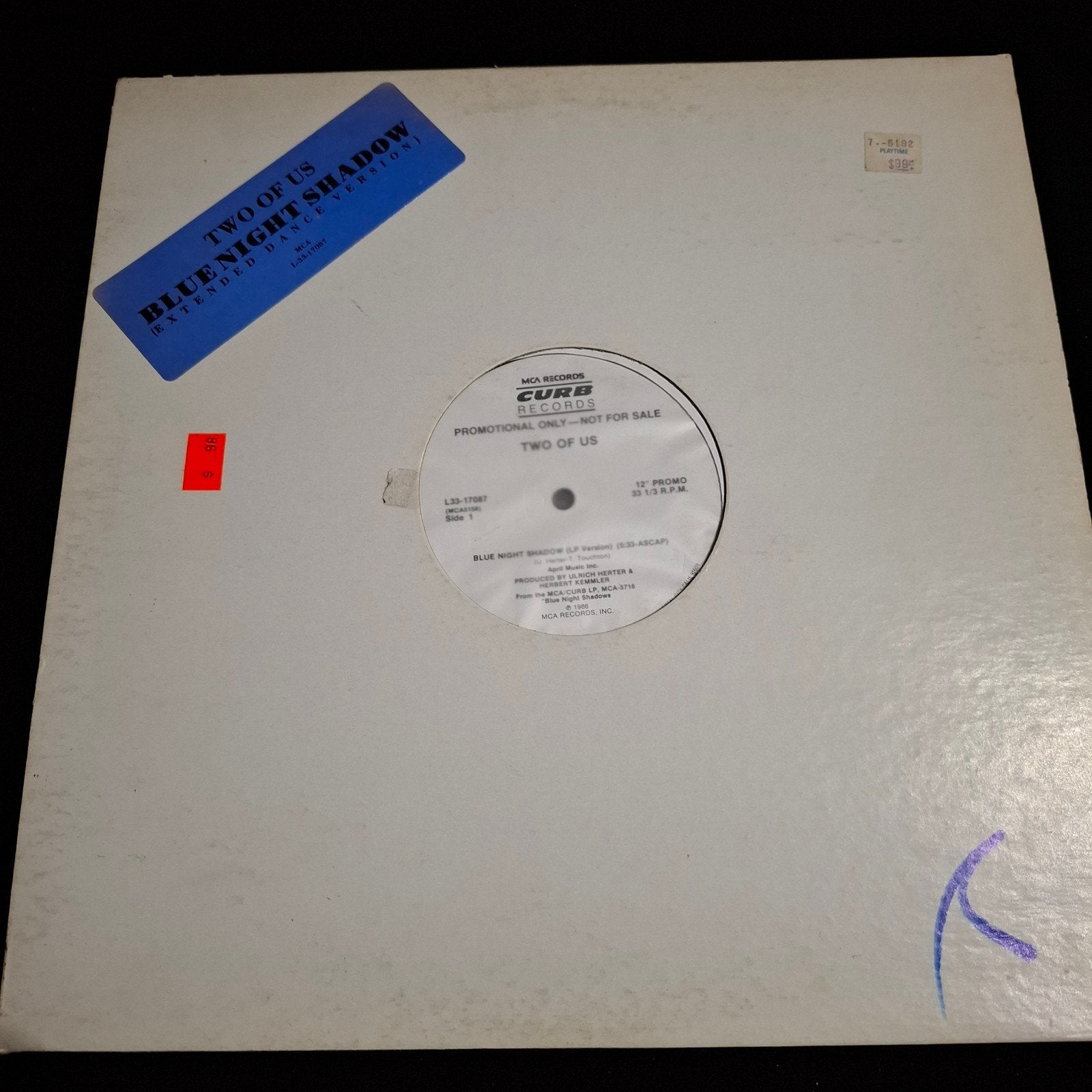 Two of Us - Blue Night Shadow (1985) 12" Maxi Single LP, LP, Gebruikt, Promo, Ophalen of Verzenden