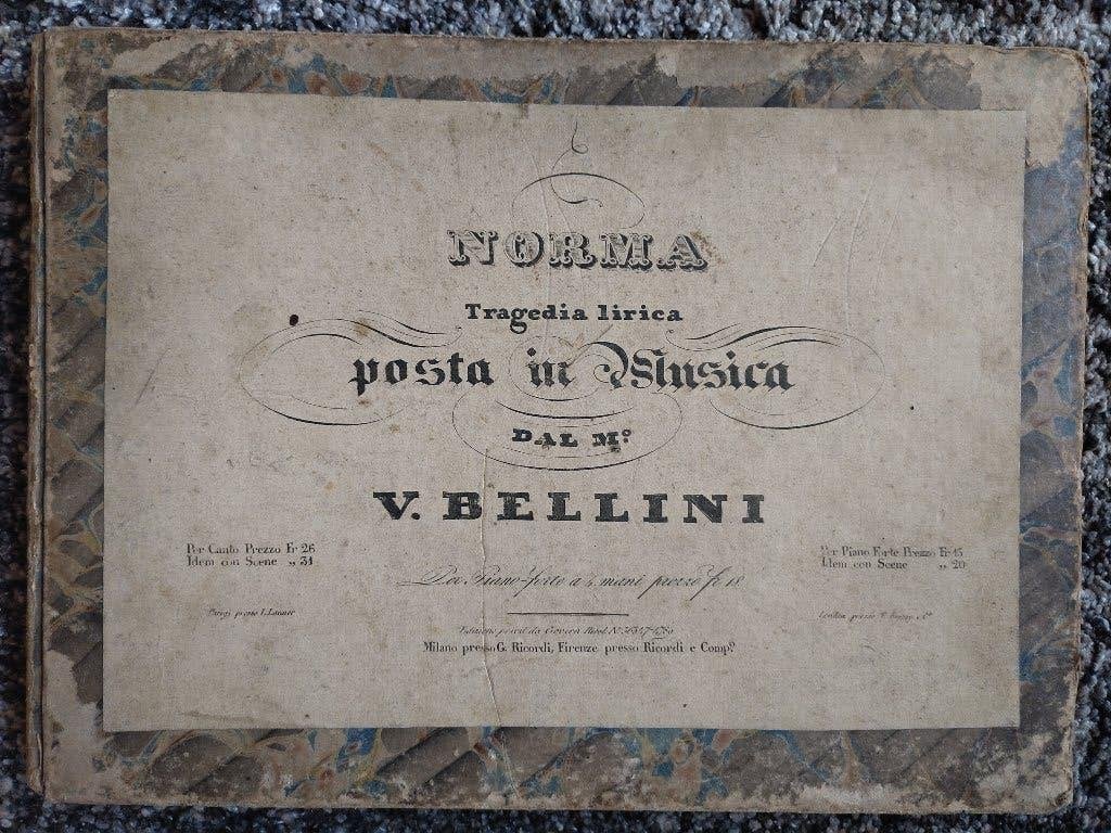 V. Bellini "Norma" G. Ricordi Milan, bladmuziek uit ca. 1832, Gebruikt, Klassiek, Ophalen of Verzenden, Artiest of Componist