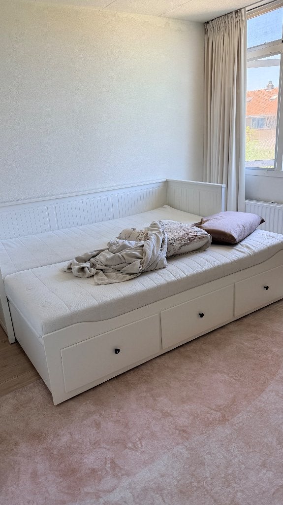 IKEA HEMNES Bedbank met 3 lades + 2 matrassen 80x200, Ophalen, Gebruikt, 90 cm, Tweepersoons