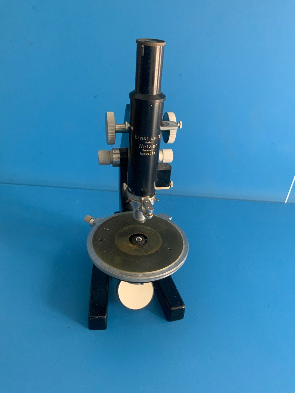 Antieke Ernst Leitz Wetzlar Microscoop Nr. 504083, Ophalen of Verzenden, Gebruikt, 400x tot 1000x, Biologische microscoop