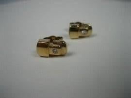 Gouden 14 krt. Oorbellen met geslepen Briljant uit ca. 1930, Sieraden, Tassen en Uiterlijk, Antieke sieraden, Oorbellen, Goud