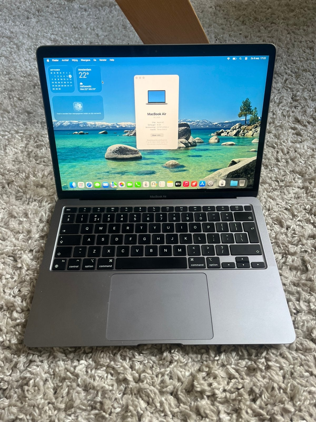 Apple macbook air M1 accu 100%, Computers en Software, Apple Macbooks, 256 GB, Qwerty, 8 GB, 13 inch