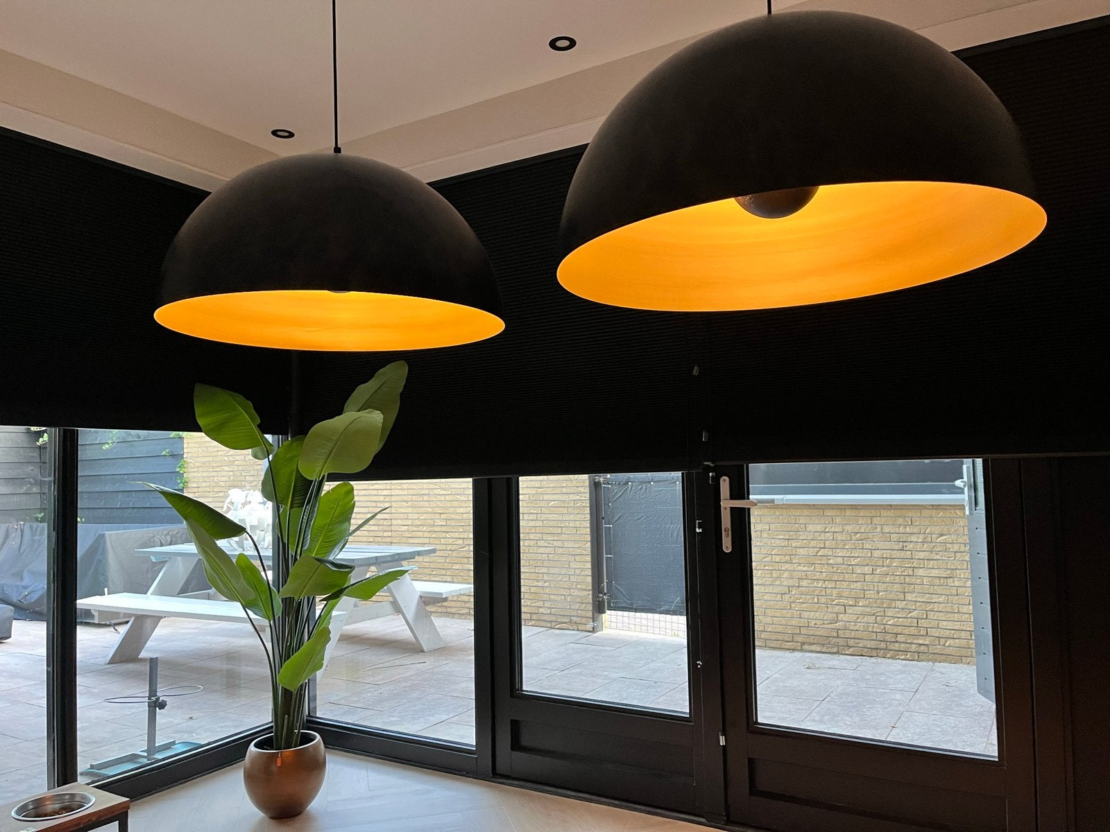 Santa Dome hanglamp met 2 grote kappen, Huis en Inrichting, Ophalen, Zo goed als nieuw, Metaal, E27 (groot)